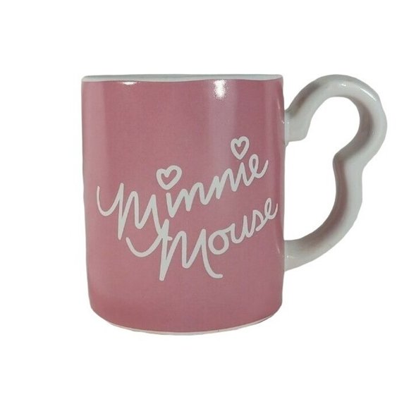 Disney Minnie Mouse Signature 3D Face Pink White Shaped Handle Ceramic Mug - Picture 2 of 4